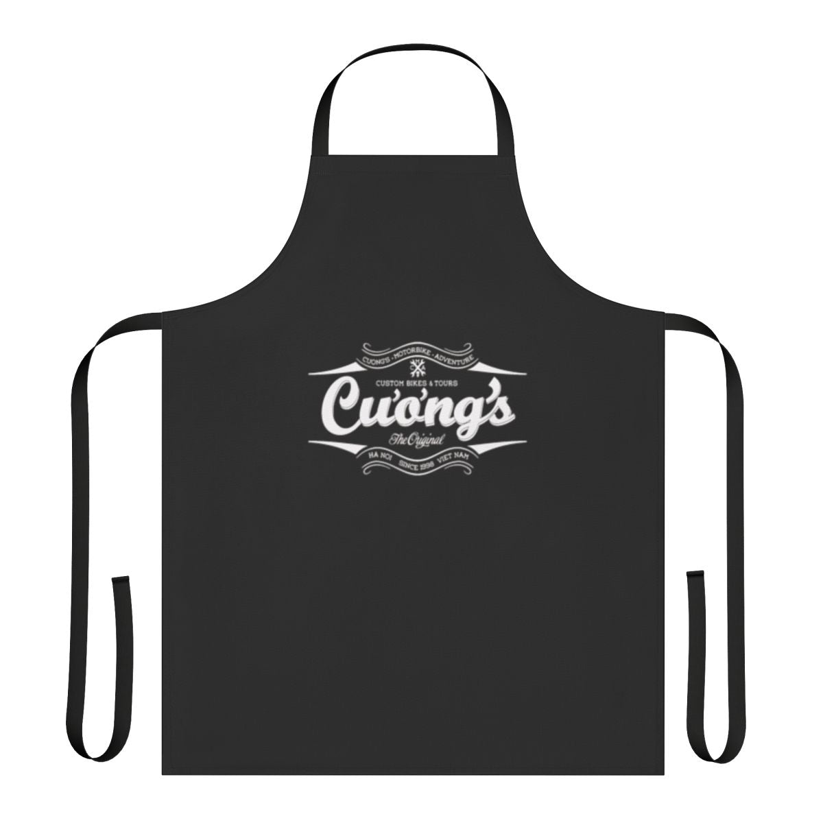Slater-themed Archer apron with black and white design for TV comedy fans