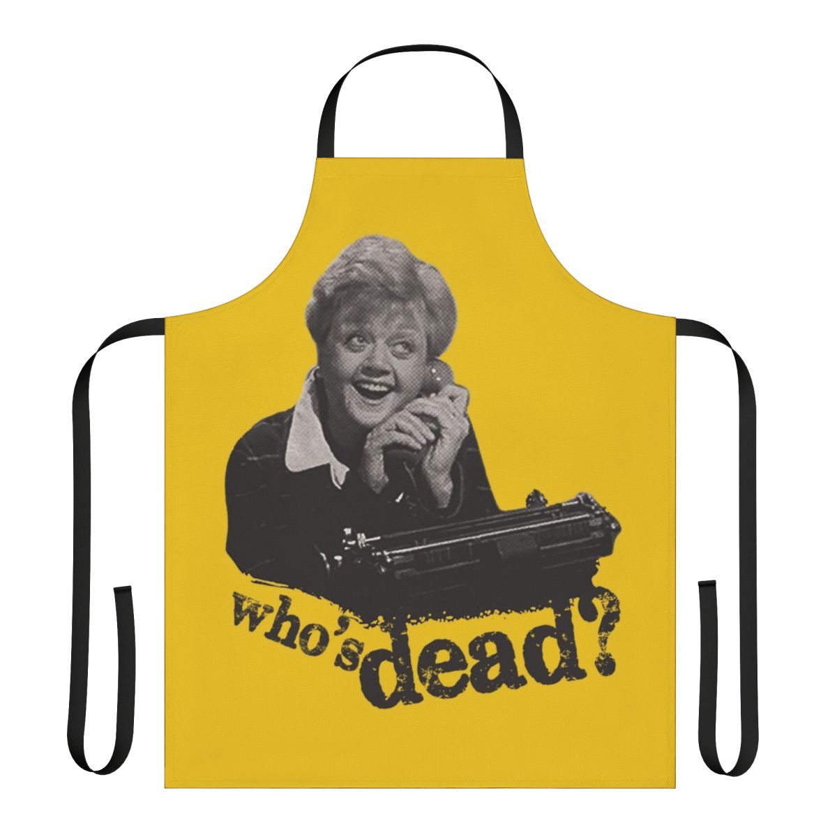 A stylish and functional apron featuring the iconic characters and branding from the classic TV series "Murder, She Wrote"
