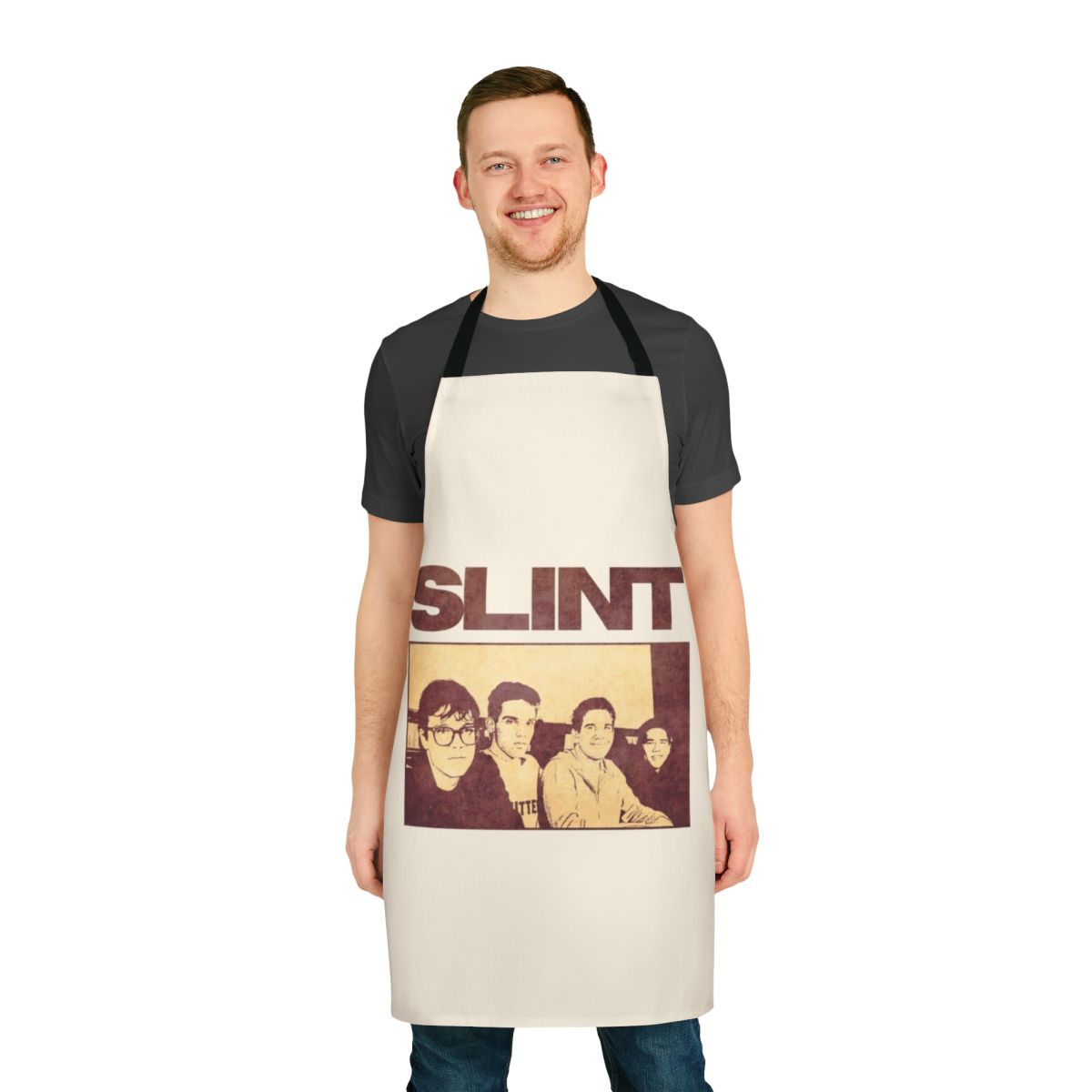 Slint-inspired post-rock band kitchen apron with abstract design