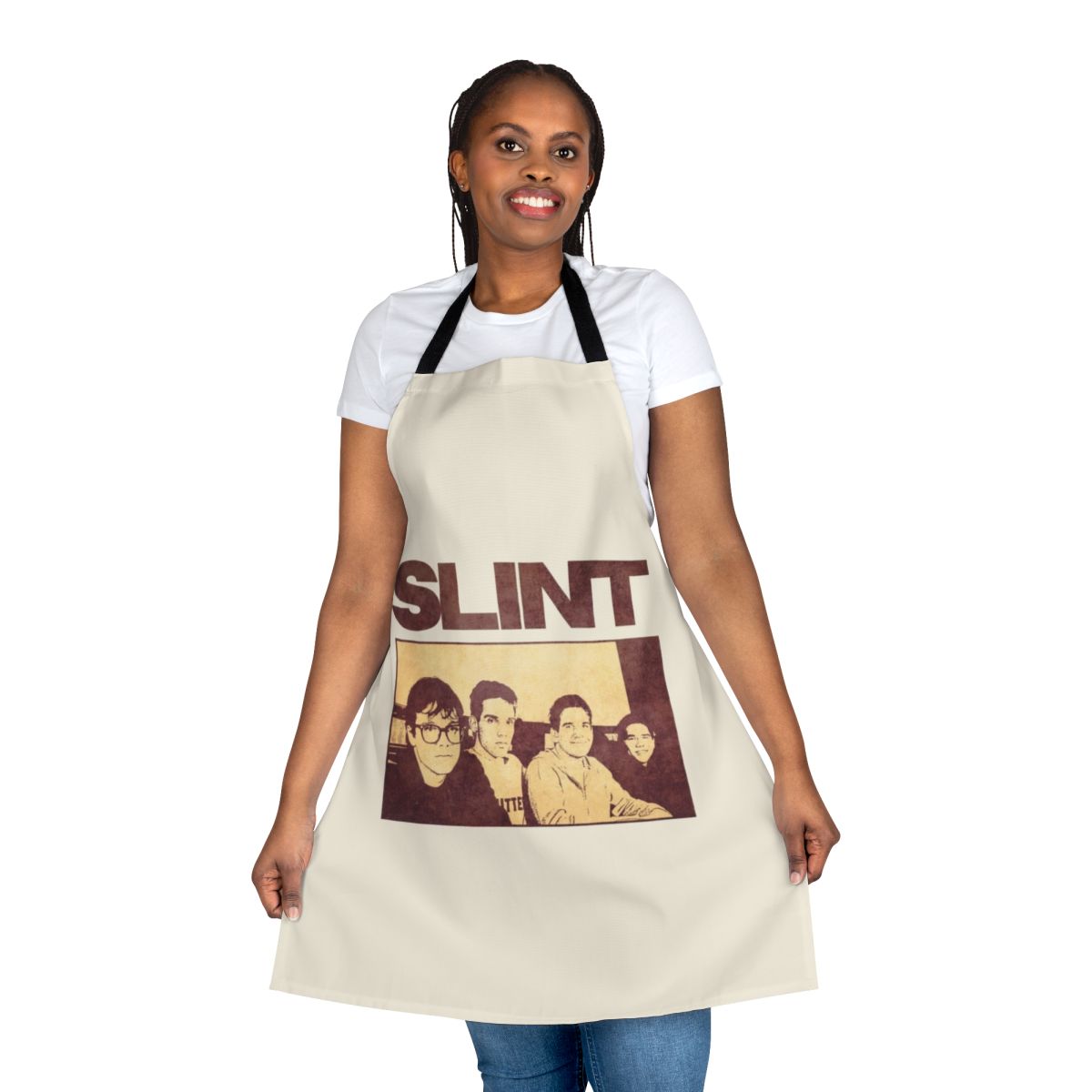 Slint-inspired post-rock band kitchen apron with abstract design