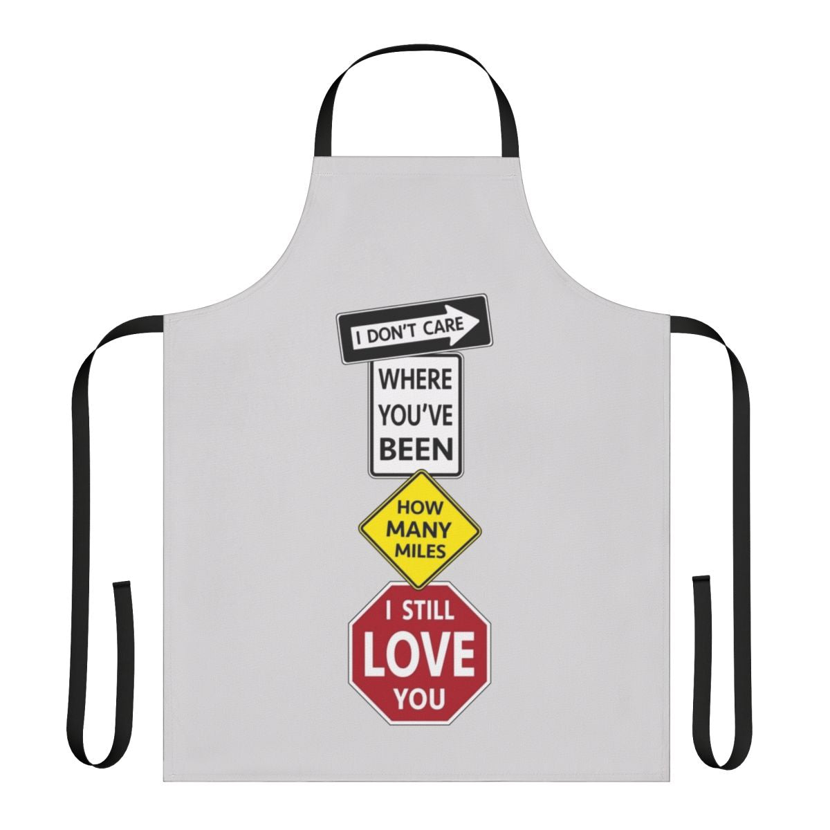 Sloppy Seconds inspired apron featuring street sign graphics and Watsky song lyric quotes
