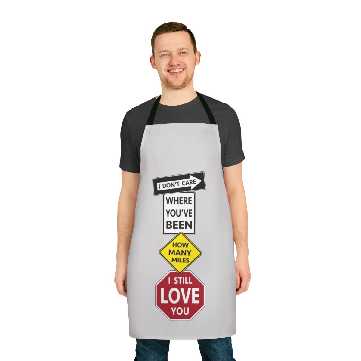 Sloppy Seconds inspired apron featuring street sign graphics and Watsky song lyric quotes