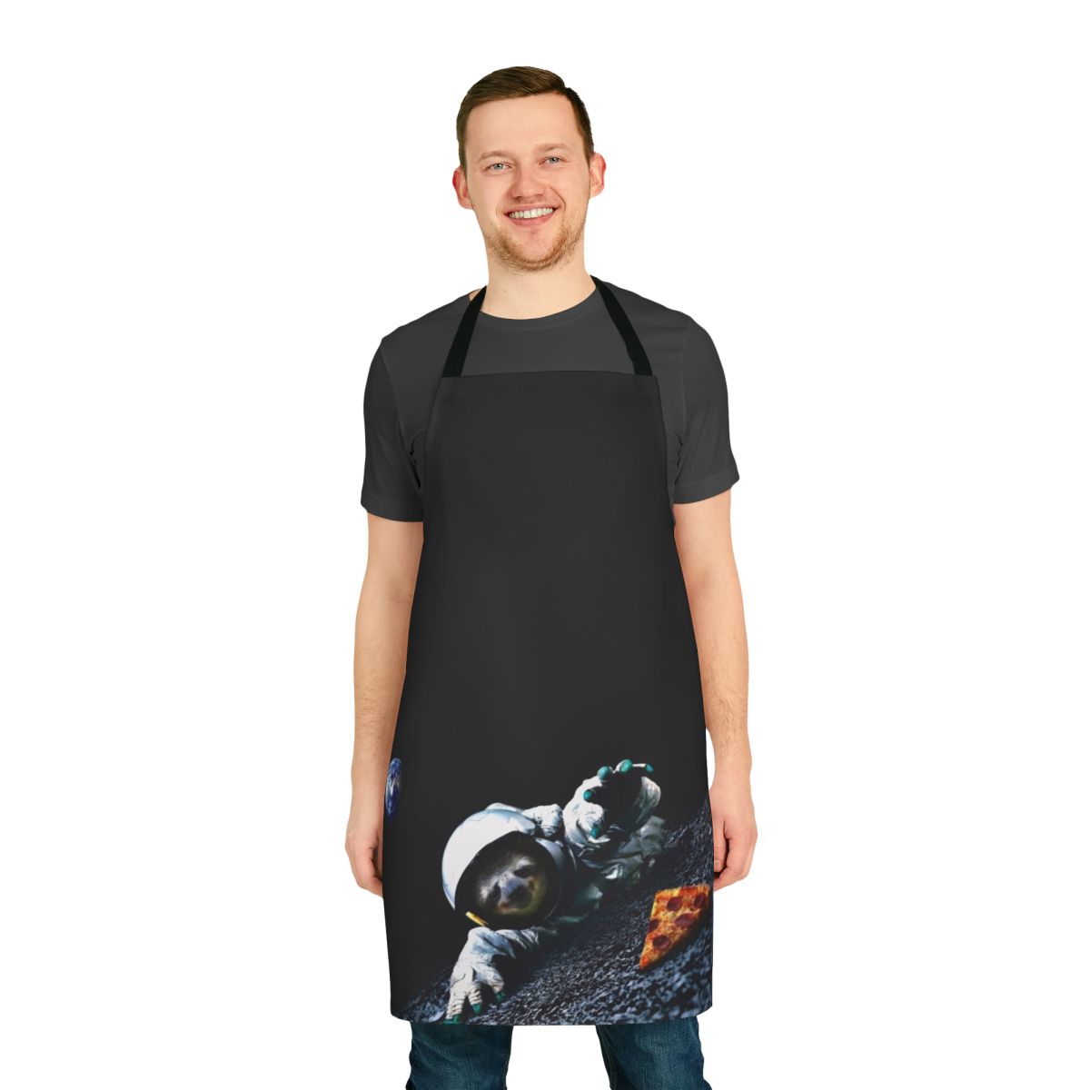 Sloth Astronaut Apron with Pizza Design