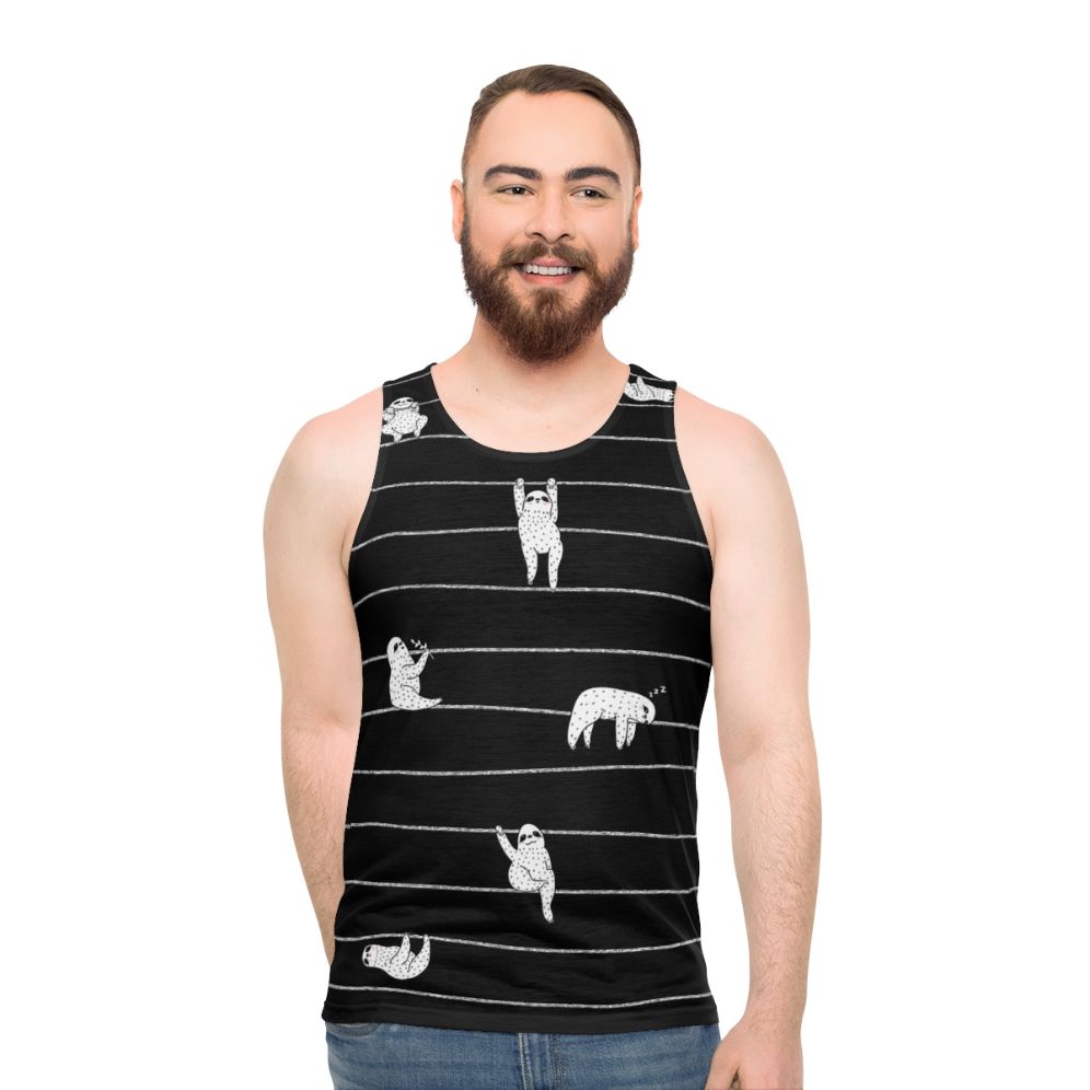 Sloth stripe unisex tank top