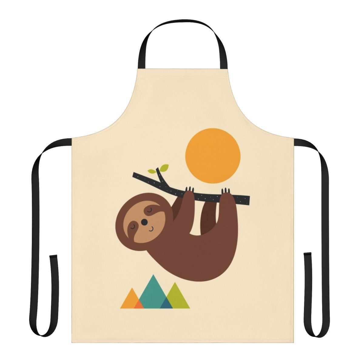 Sloth-themed apron with a relaxing design featuring a sleeping sloth