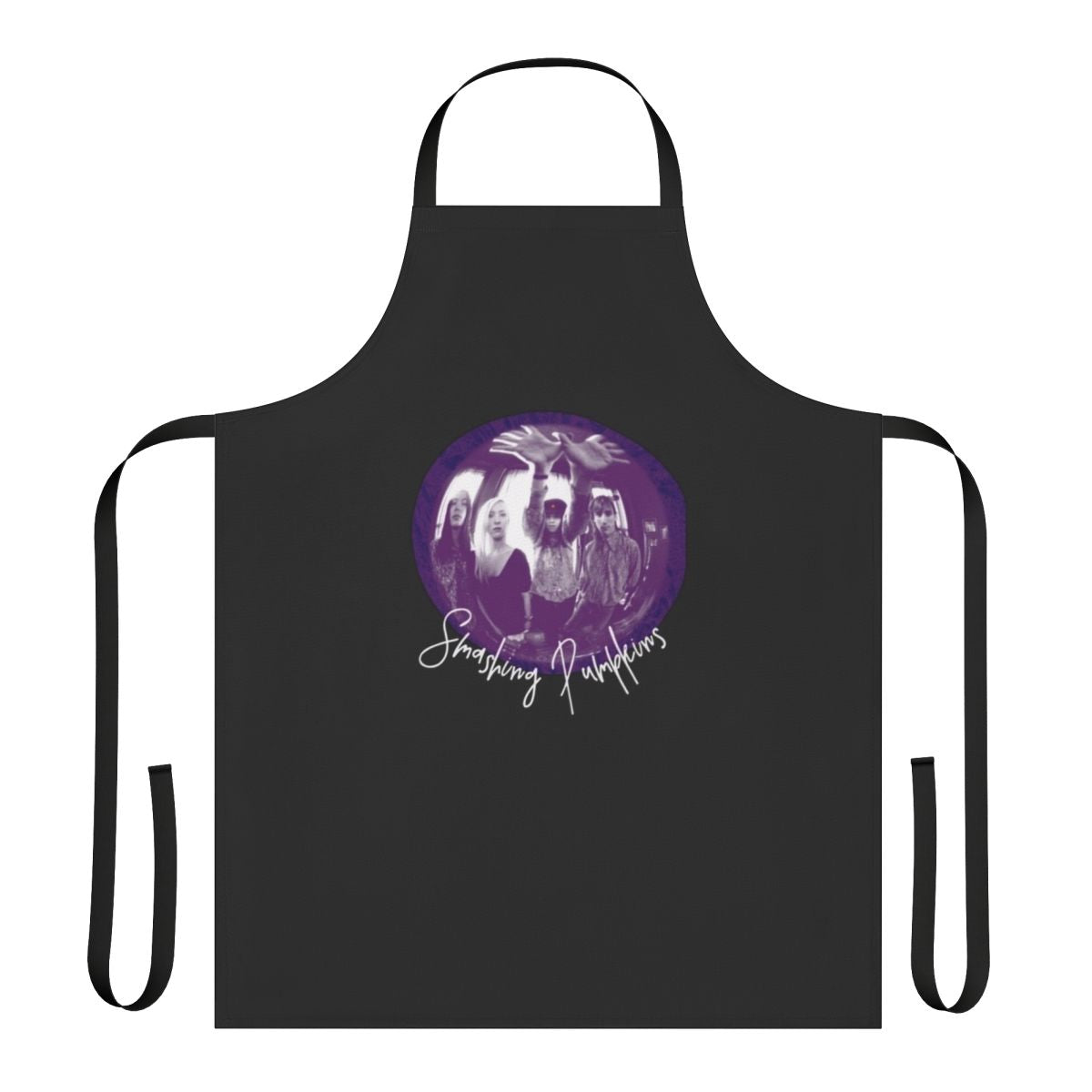 Smashing Pumpkins Gish-inspired apron with purple, black, and white design