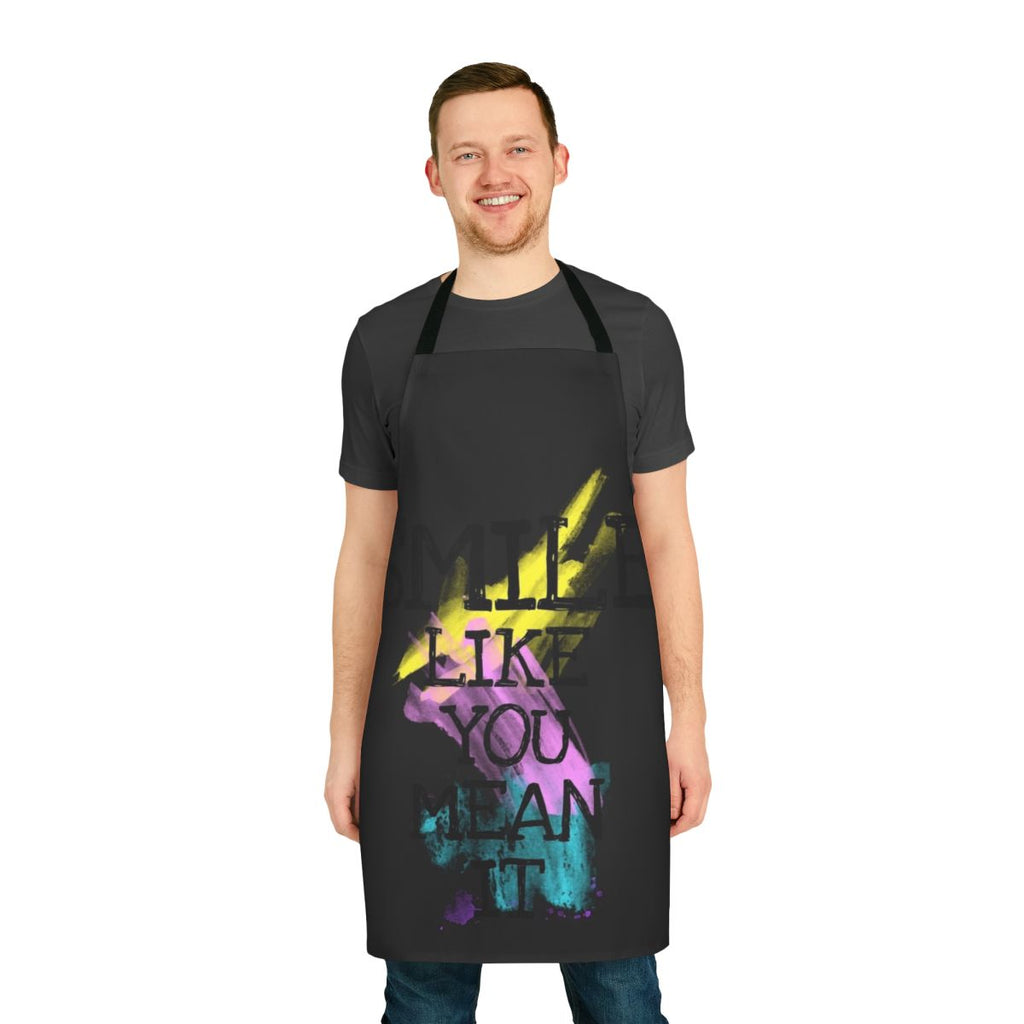 Apron with the Smile Like You Mean It design, featuring the band The Killers and lead singer Brandon Flowers.