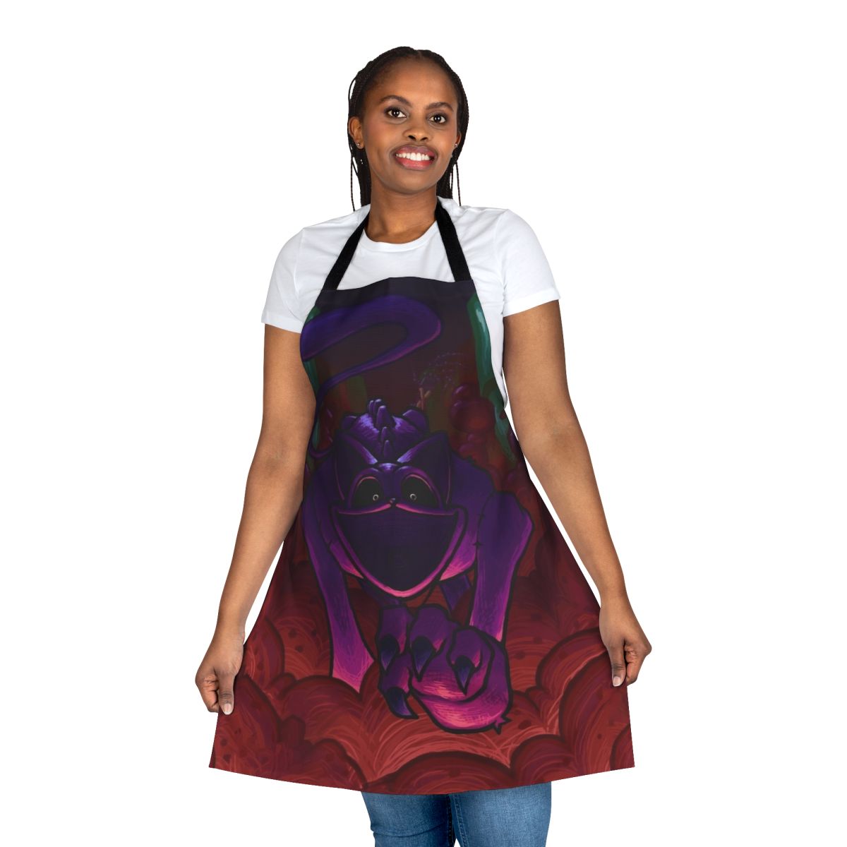 Poppy Playtime Catnap monster fanart design printed on a high-quality apron
