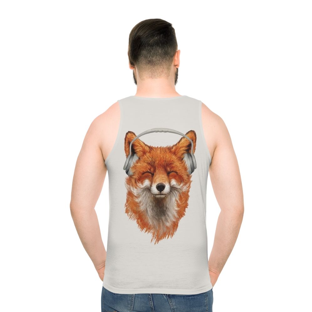 Smiling musical fox on unisex tank top