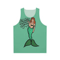 Smoking mermaid with seaweed graphic on tank top