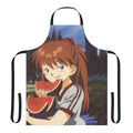 Smug anime character design on a high-quality apron