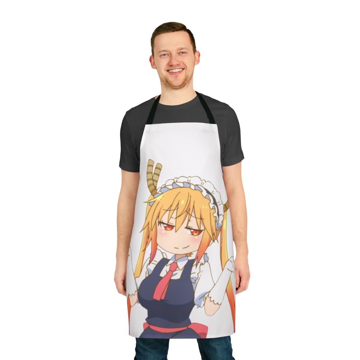Smug anime maid apron featuring Tohru from the popular anime series Dragon Maid