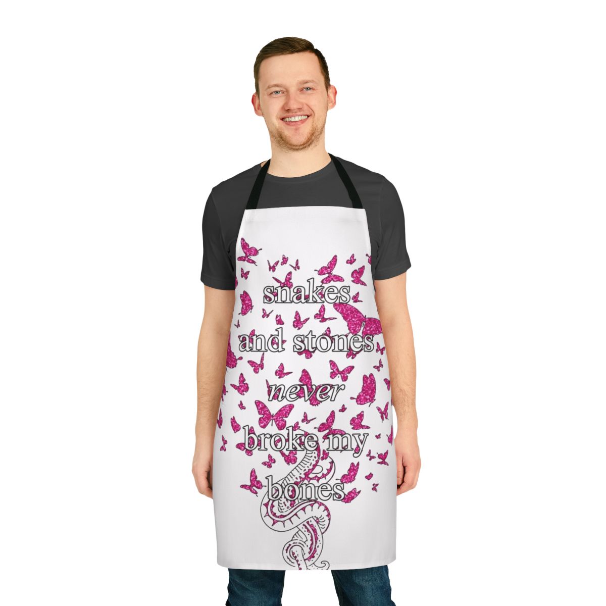 Snakes and Stones Inspired Apron with Pink Glitter