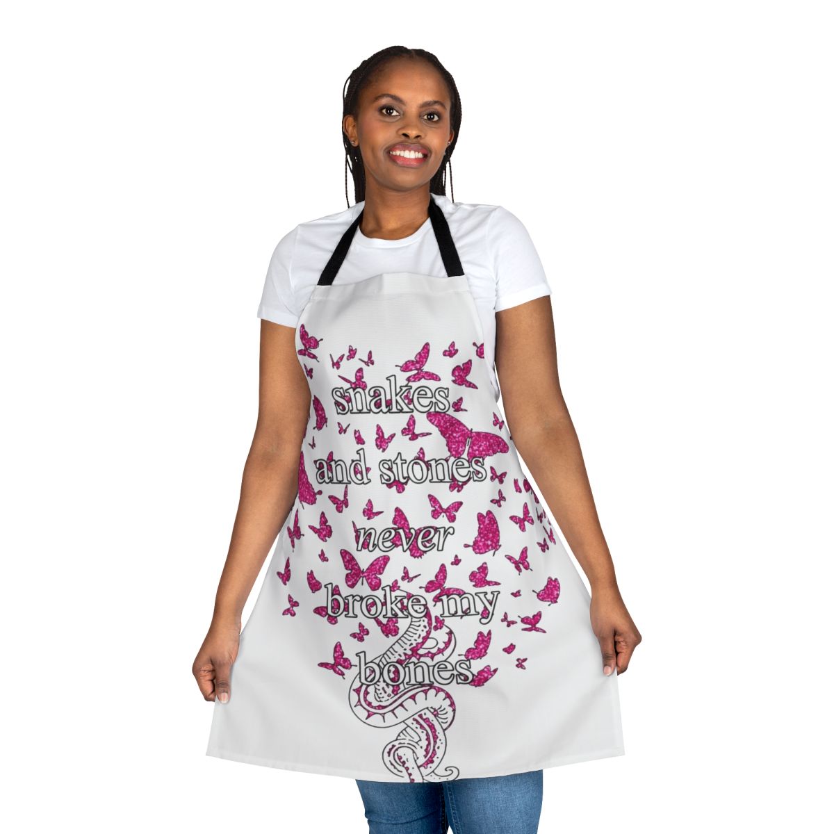 Snakes and Stones Inspired Apron with Pink Glitter