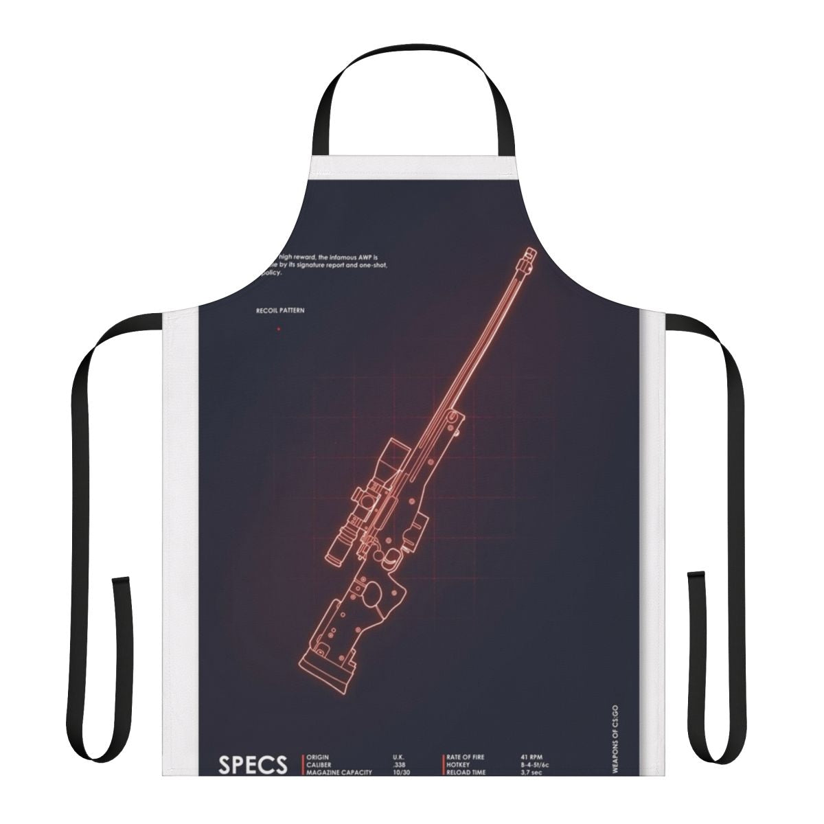 Stylish apron featuring the iconic AWP sniper rifle from the popular video game Counter-Strike: Global Offensive (CS:GO)