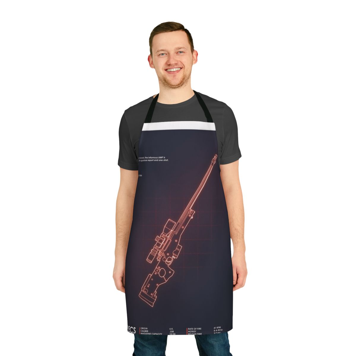 Stylish apron featuring the iconic AWP sniper rifle from the popular video game Counter-Strike: Global Offensive (CS:GO)