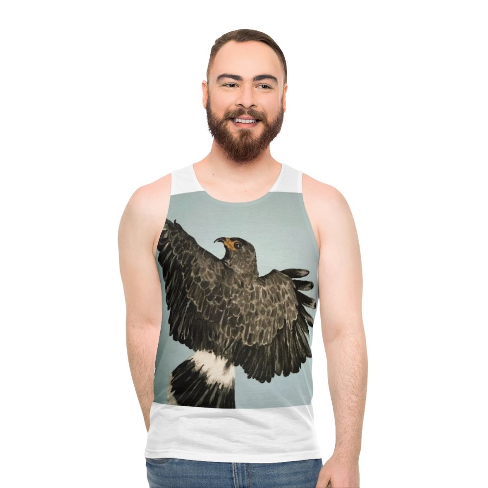 Unisex tank top with bird and nature design