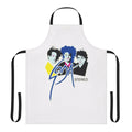 Soda Stereo inspired low poly apron with Gustavo Cerati, Charly Alberti, and Zeta Bossio graphics.