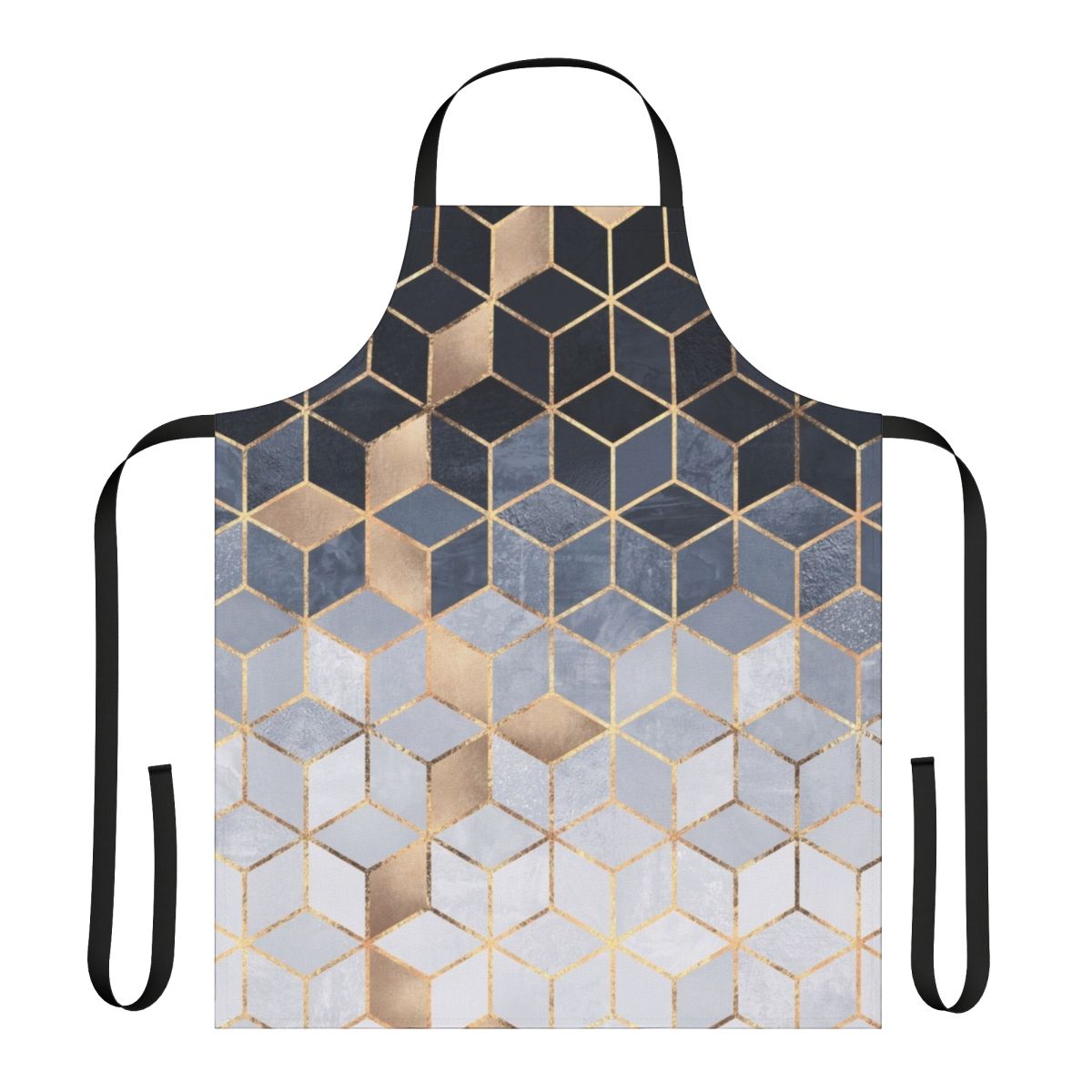 Soft blue gradient cubes pattern printed on a high-quality kitchen apron