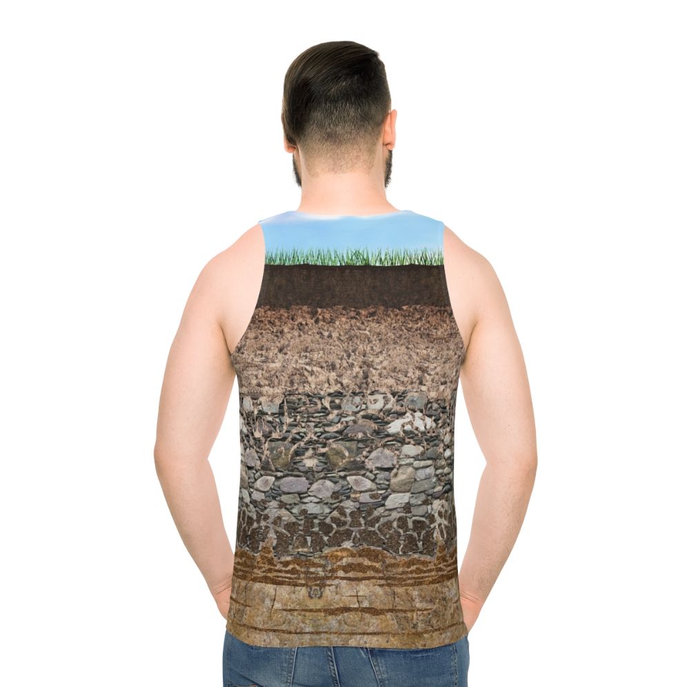 Soil profile unisex tank top with layers of soil horizon