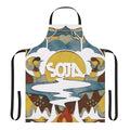 Soja-inspired Hawaiian music band kitchen apron with colorful design