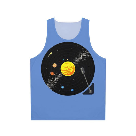 Solar system vinyl record unisex tank top