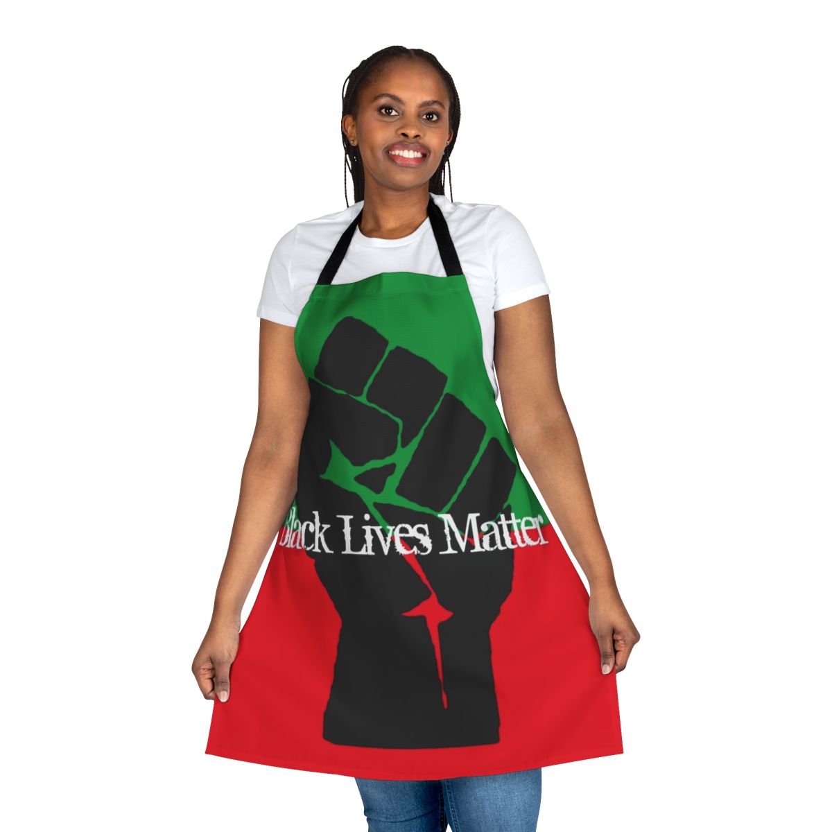 Black empowerment and pan-African inspired apron with raised fist design