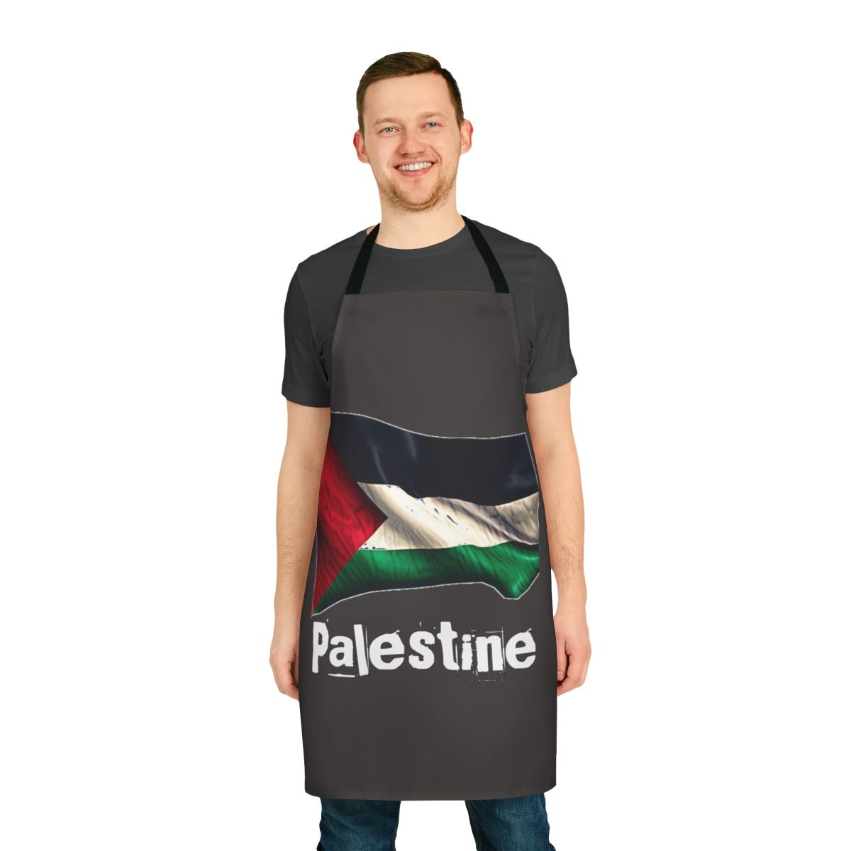 Solidarity Palestine Apron featuring the Palestinian flag and "Free Palestine" text