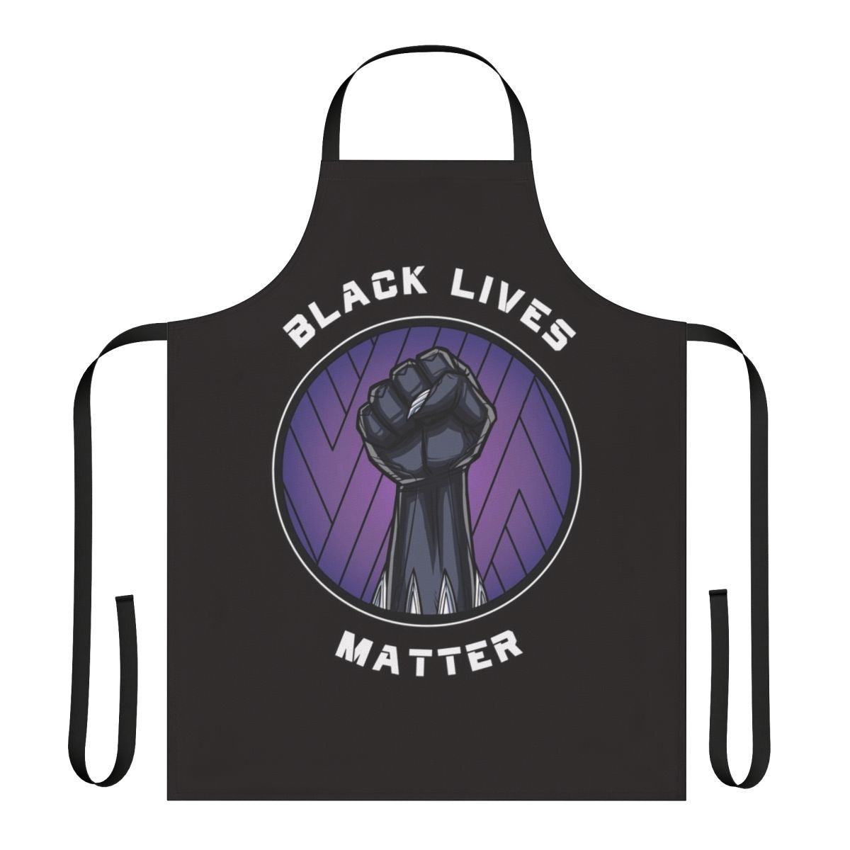 Black panther silhouette design on a black apron, representing the Black Lives Matter movement