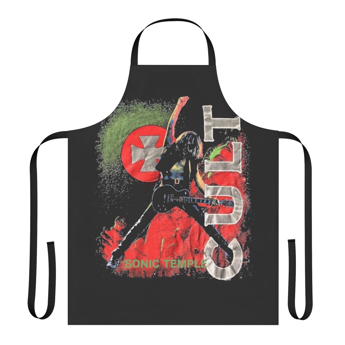 Sonic Temple Cult inspired apron featuring the iconic imagery and symbolism of the legendary 80s heavy metal band, The Cult.