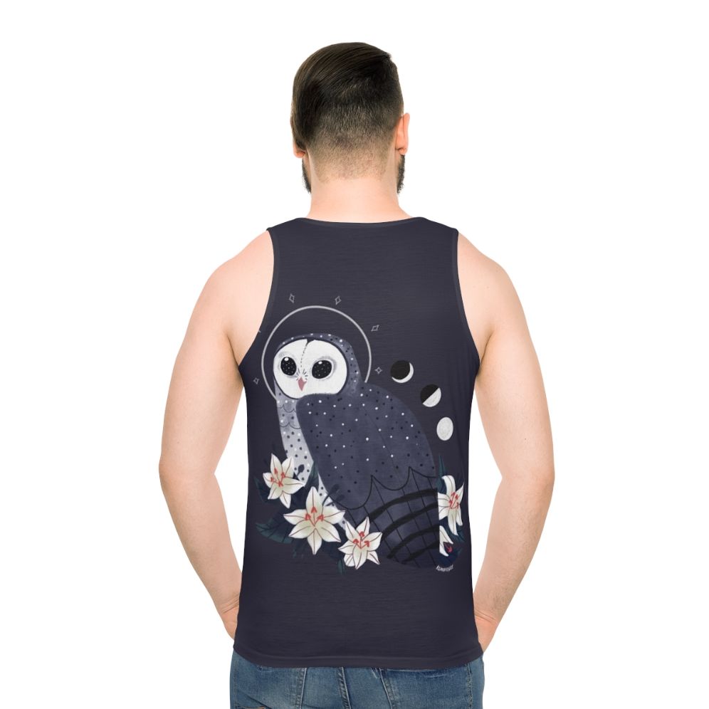 Sooty owl unisex tank top with witchy and magical design