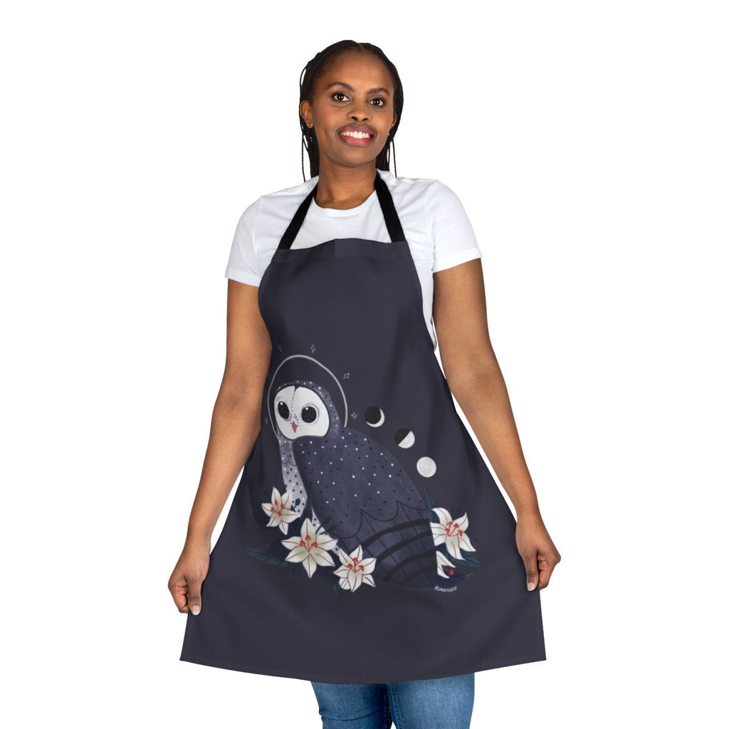 Sooty owl design apron with magical elements