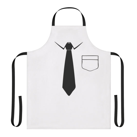 A stylish and humorous necktie apron, perfect for formal occasions or a unique Valentine's Day gift.