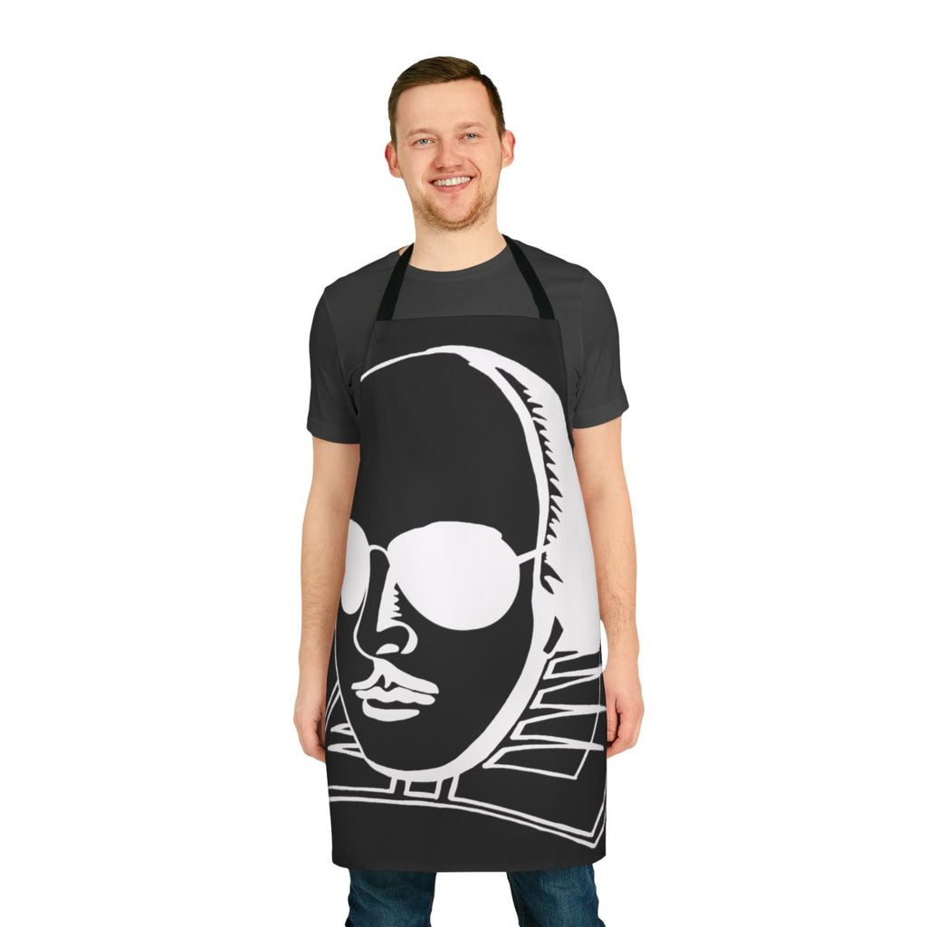 A simple yet sophisticated white apron featuring the name "Shakespeare" in an elegant font, perfect for literature enthusiasts.
