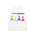 Unisex "Sorry Not Sorry" board game-inspired tank top