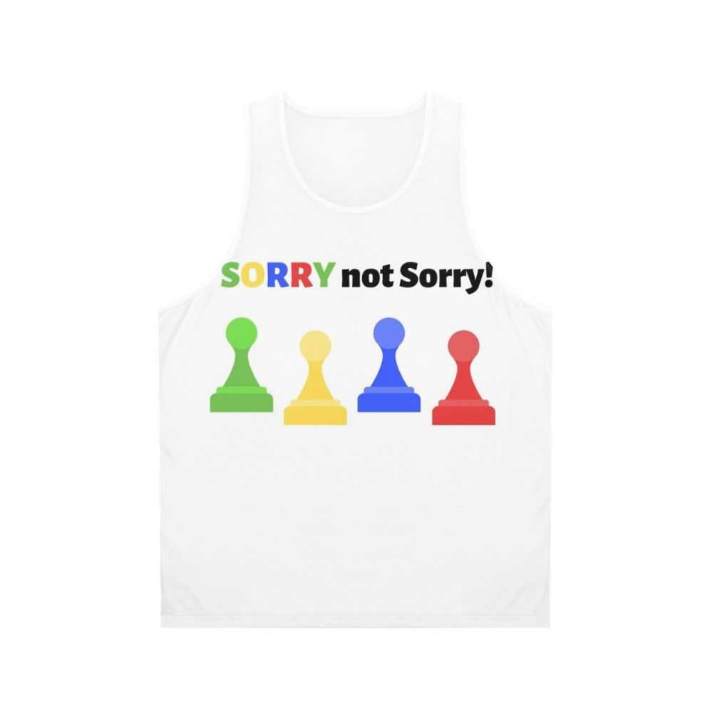 Unisex "Sorry Not Sorry" board game-inspired tank top