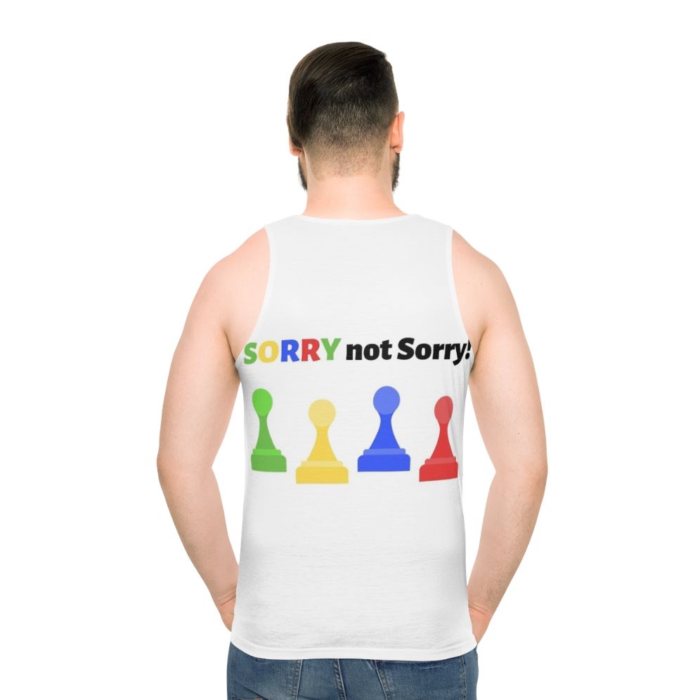 Unisex "Sorry Not Sorry" board game-inspired tank top