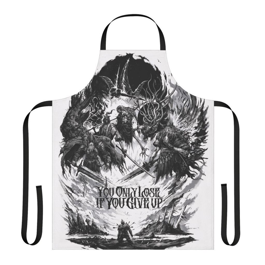 Soulsborne bosses design on a black apron
