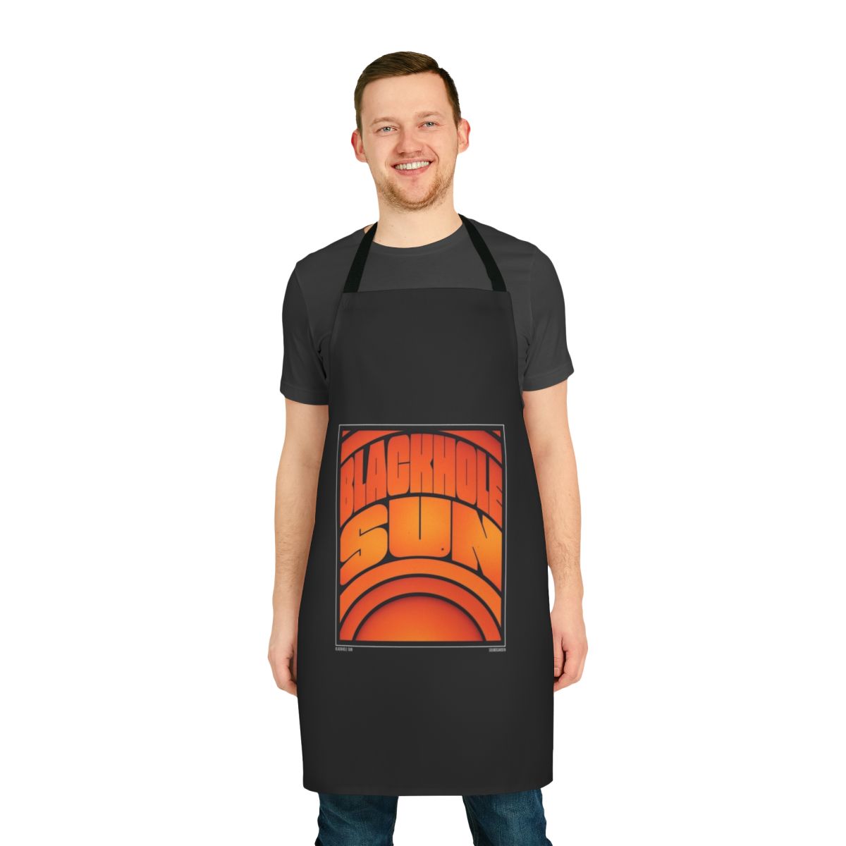 Soundgarden-inspired black hole sun design apron for music fans