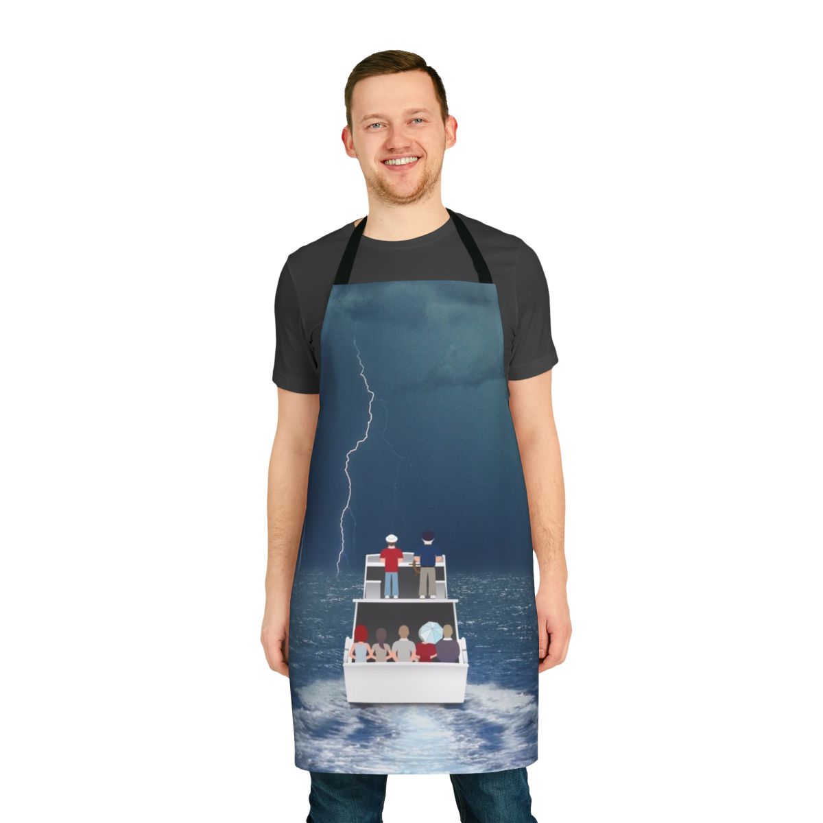 Gilligan's Island themed apron featuring the SS Minnow and shipwreck imagery