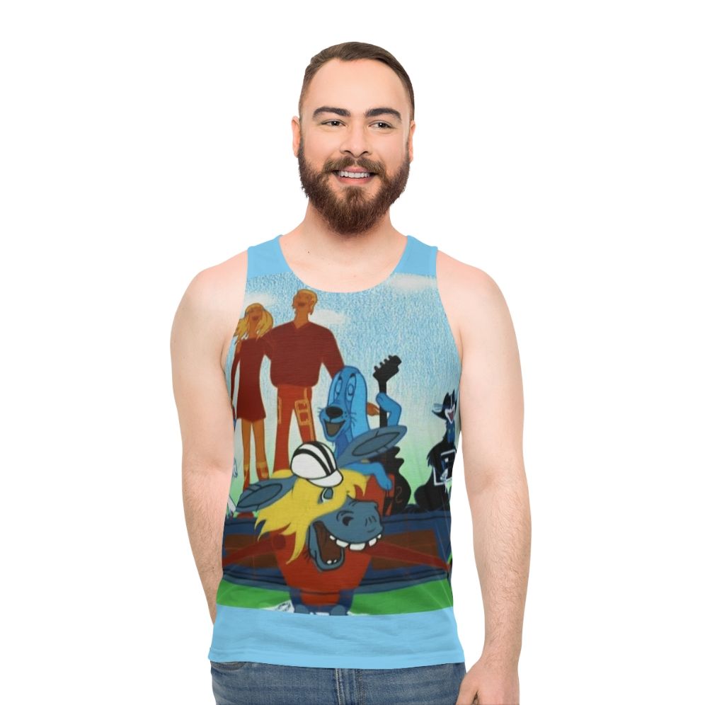 Unisex tank top featuring characters from the Soviet cartoon "The Musicians From Bremen"