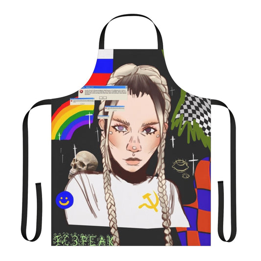 Soviet-inspired apron featuring Nastya Kreslina and Ic3Peak band