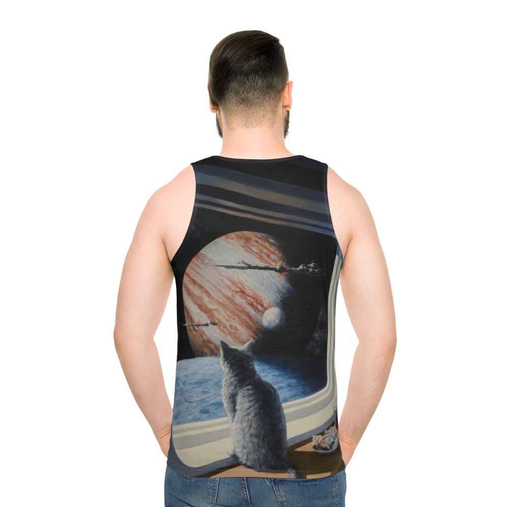 Unisex tank top with a space cat design