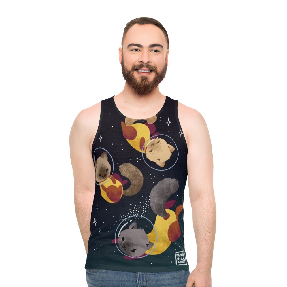 Space Cats Unisex Tank Top with Astronaut Cat Design