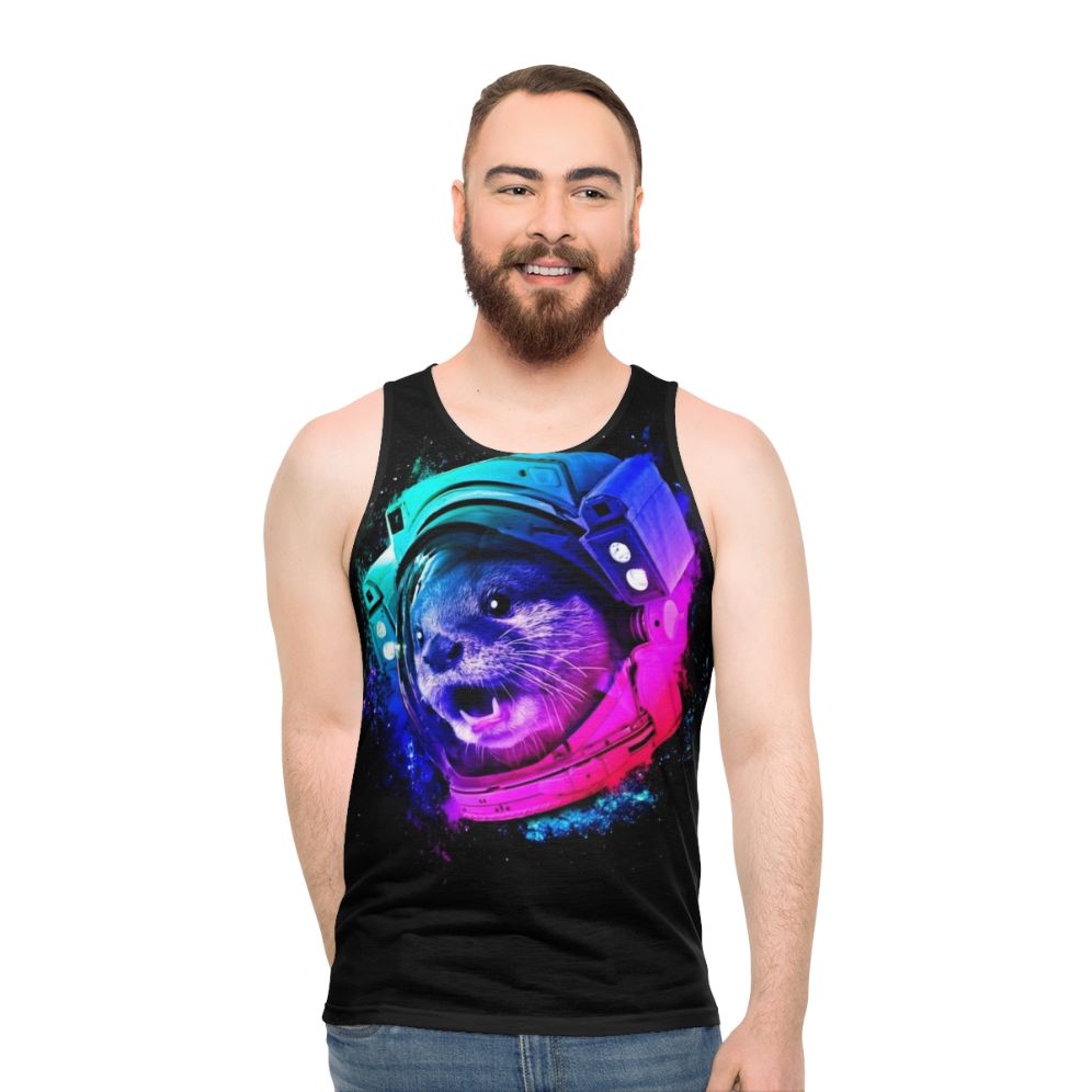 Space otter wearing a galaxy-themed tank top