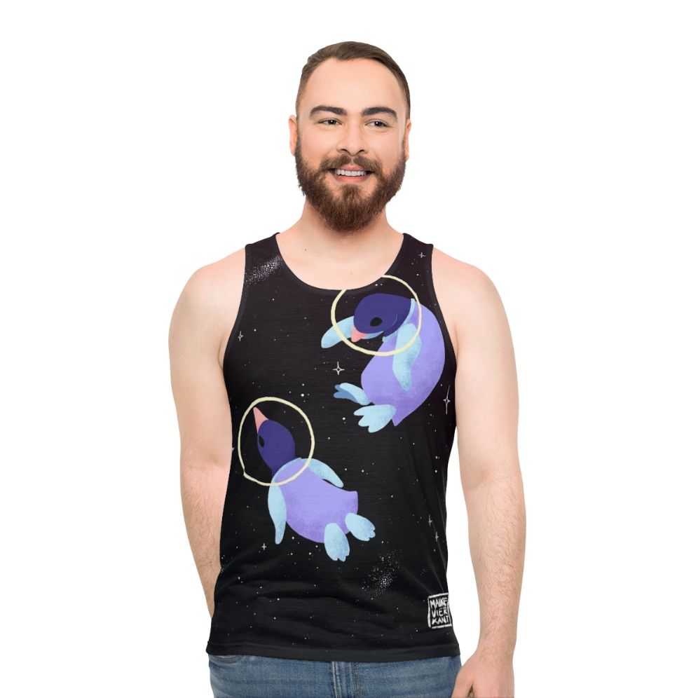 Cute space penguins unisex tank top