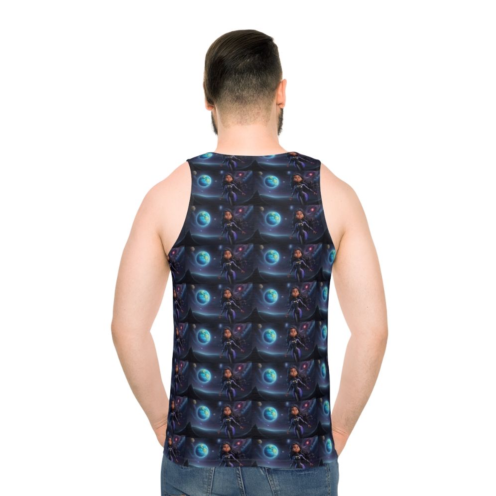 Space-themed superhero unisex tank top