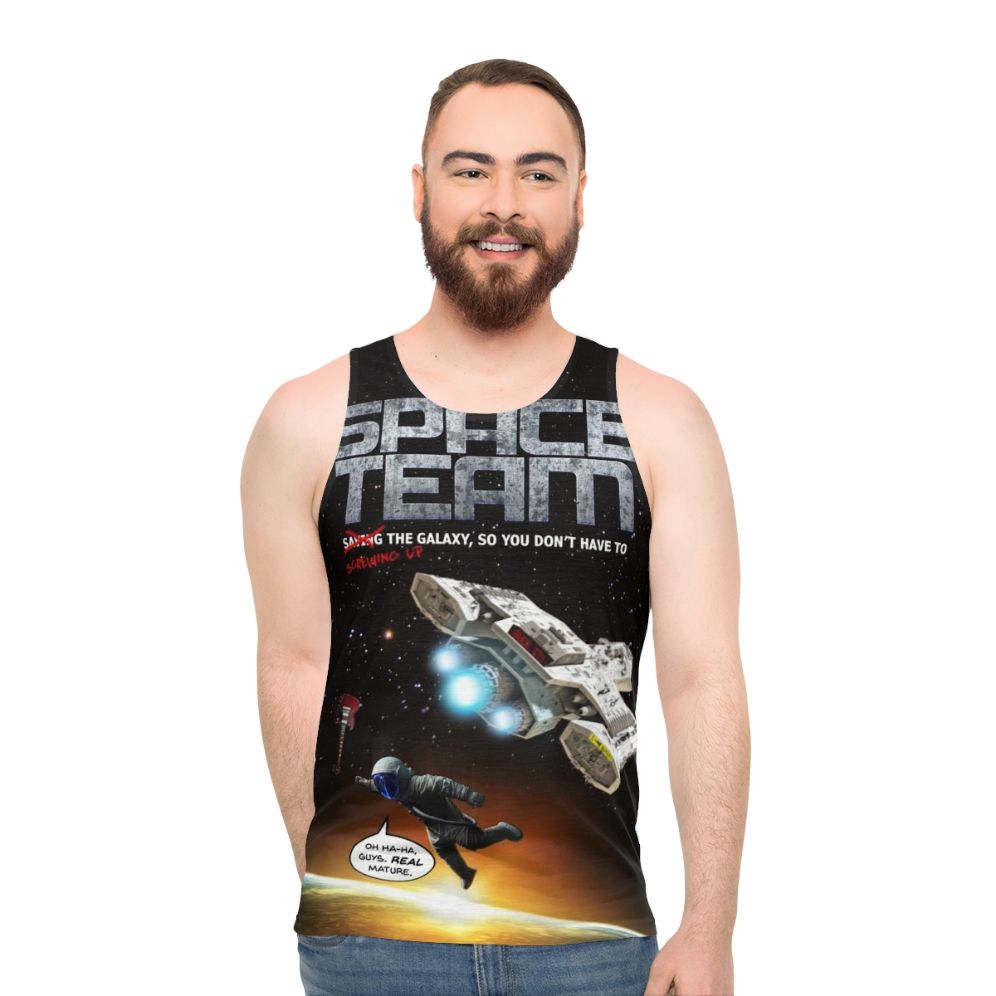 Space Team Unisex Tank Top with Galaxy Design