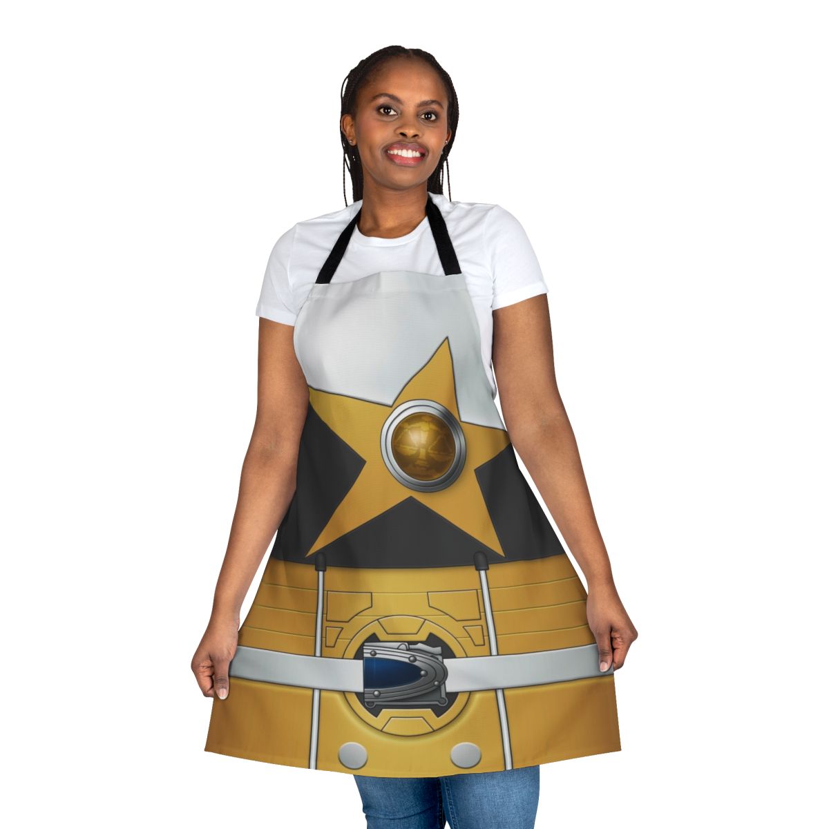 A high-quality apron featuring a space-themed Libra zodiac design