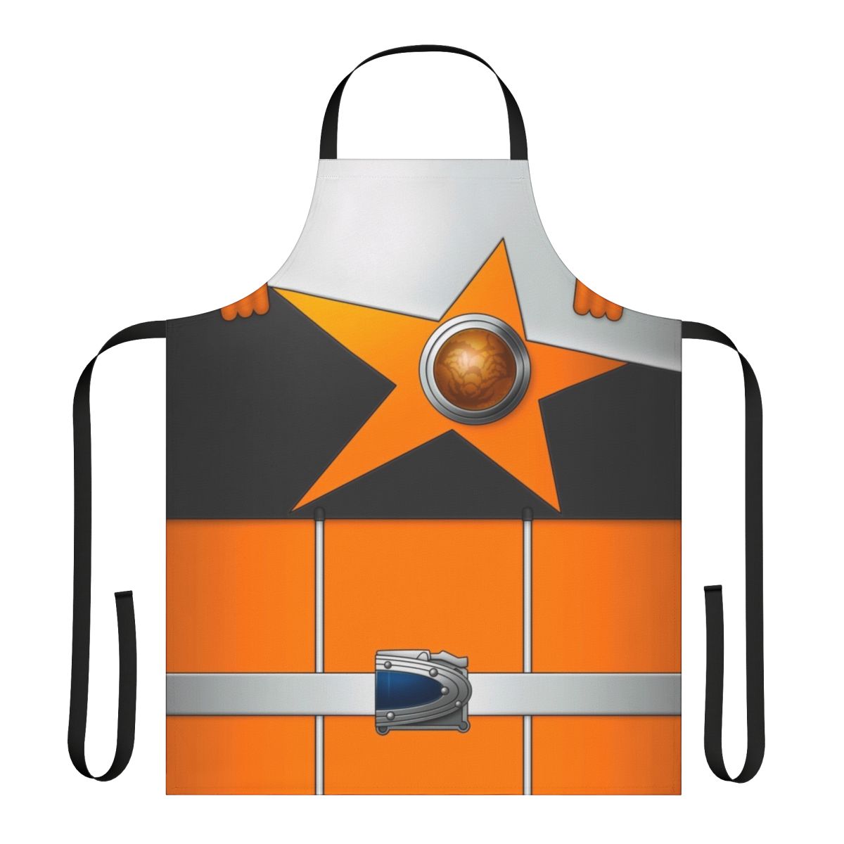 Sasoriorange themed apron with scorpion, stars, and space design